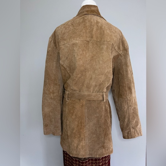 Y2K NEUTRAL ZONE Brown Suede Leather Jacket Belt Coat Indie Sleeze Western Sz 2X - Picture 10 of 16